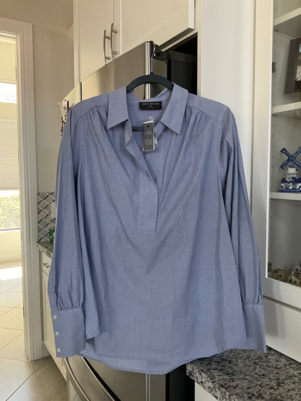 Lane Bryant Light Blue Button-Down Popover Shirt NWT